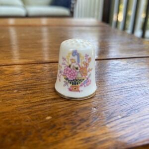 Mason's Ironstone Thimble‎ Made in England Blossoms In Basket Collectible Sewing